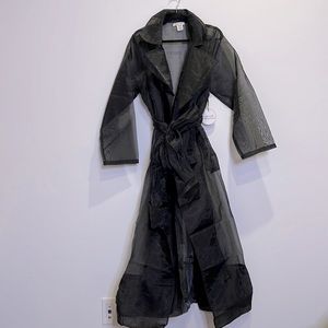 Elegant Black Sheer Trench Coat